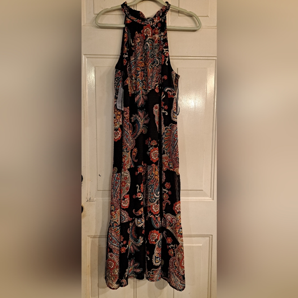 NWT Collective Concepts Black and Red Paisley Maxi Dress S